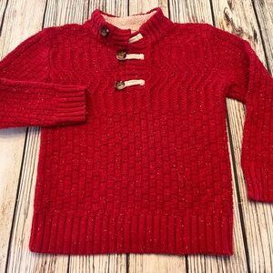 Red Cable Knit Pullover Sweater Boy’s 5T Christmas Holiday Wear Family Pics
